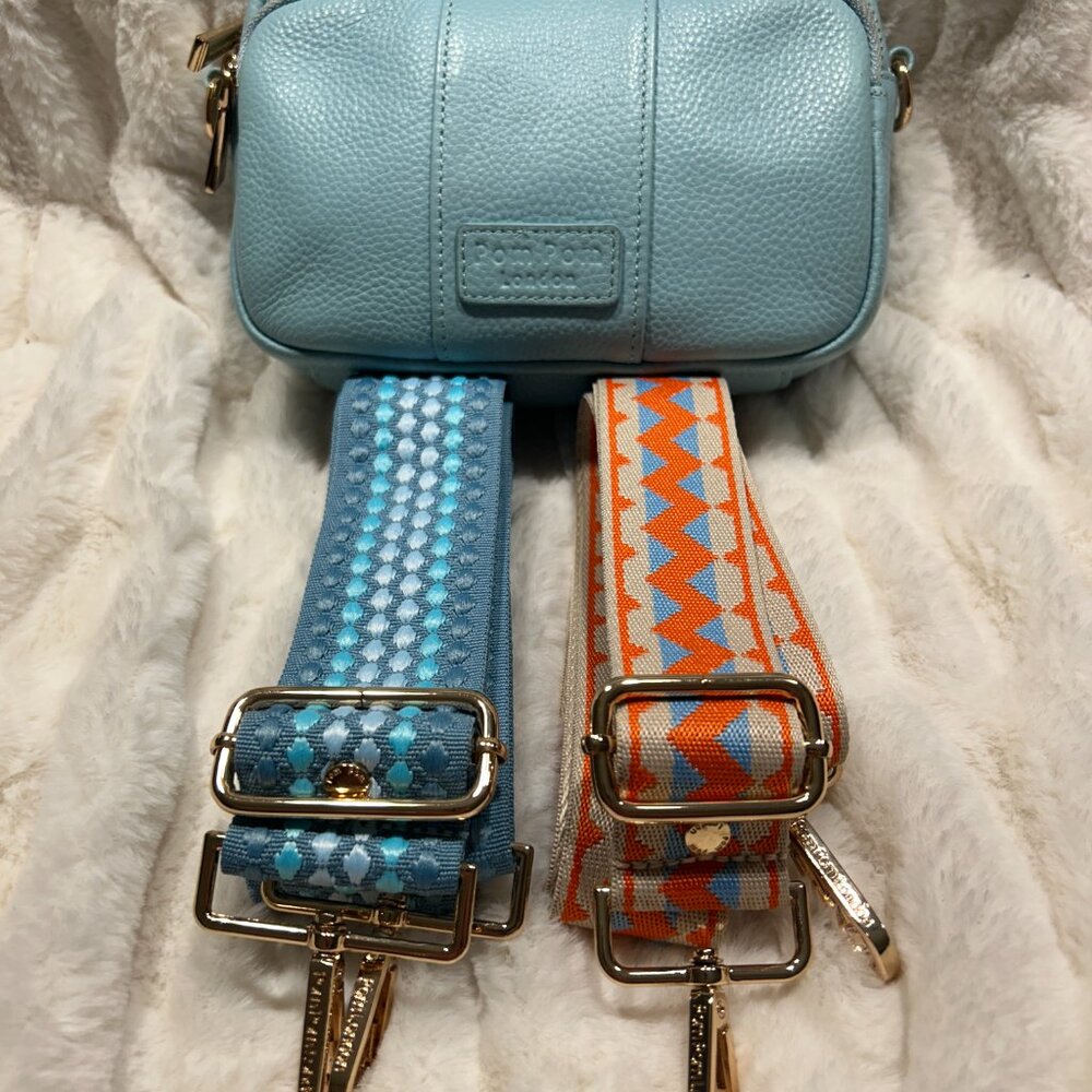 Pom Pom London Original Mayfair Leather Crossbody - Powder Blue